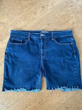 Santana Women’s Short Freyed Hems Dark Blue Size 16